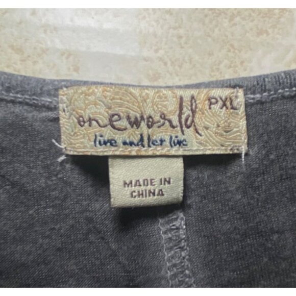 Gray Petite Tunic Top Embroidered Lace V-Neck 3/4 Sleeves Boho Witchy Whimsygoth - Picture 7 of 8